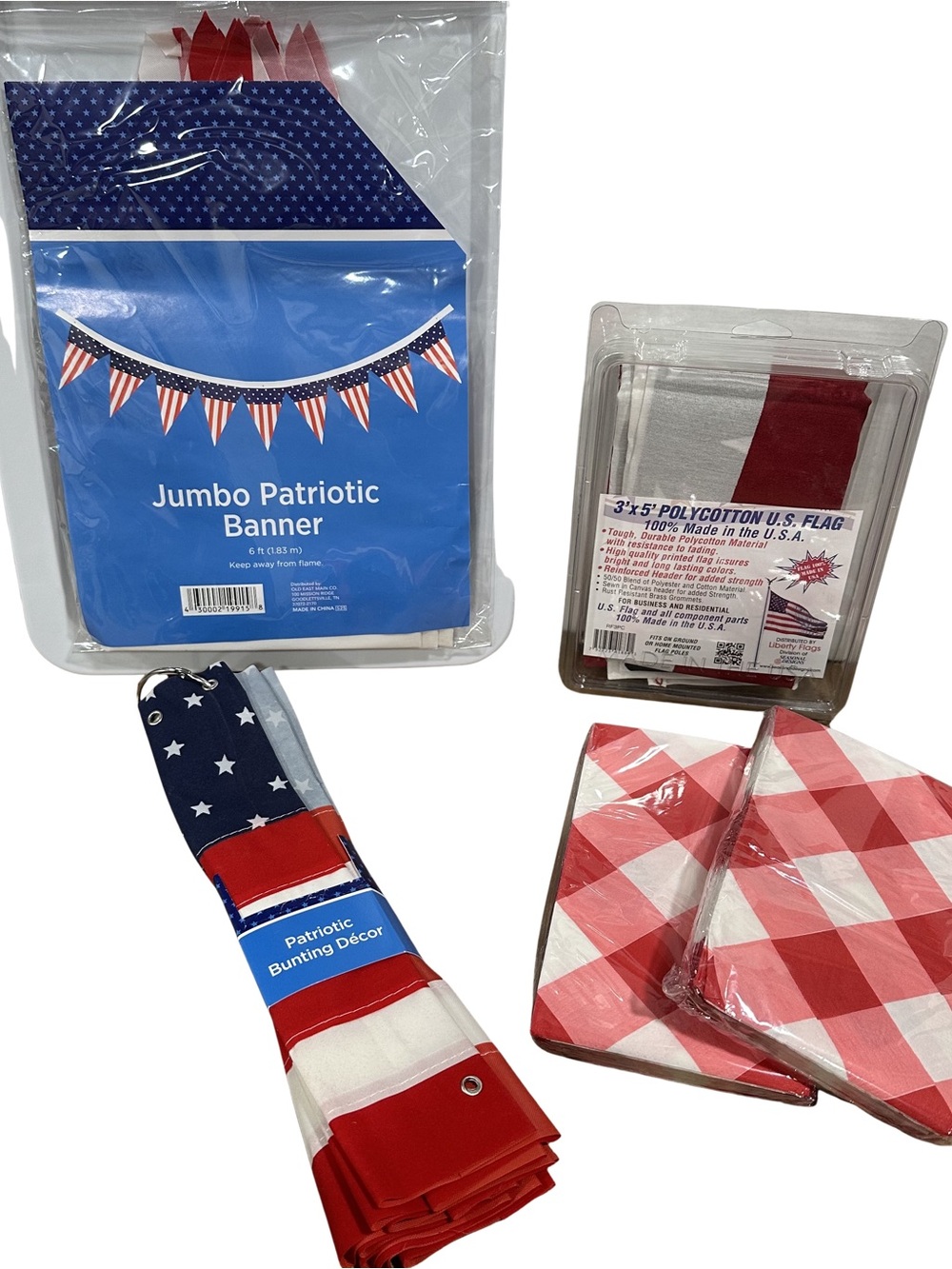 NEW Patriotic Party Bundle US Flag Bunting Decor Jumbo Flag Banner 4th of July